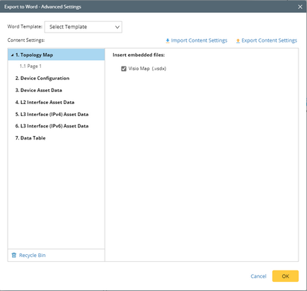 Content Settings for Exporting Map