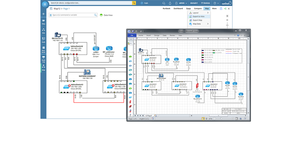 NetBrain automated network diagrams provide the level of detail critical for efficient integration.