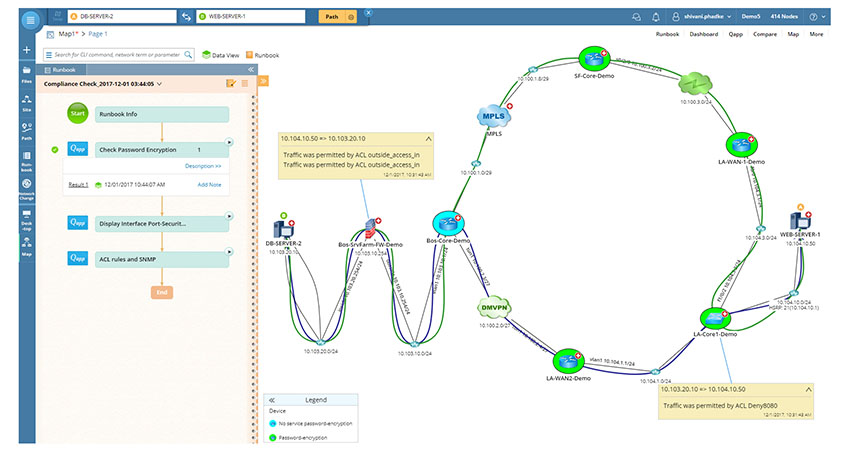 NetBrain's executable runbooks allow you to automatically evaluate security vulnerabilities to ensure that your network complies with GDPR security requirements. These runbooks automatically alert you when there's a problem so you can quickly take action.