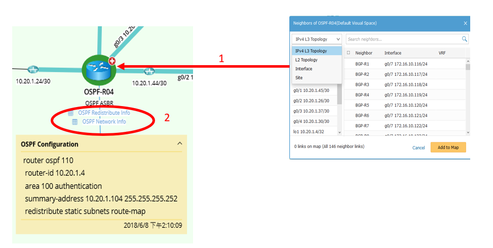OSPF-Konfiguration, L3-Topologie, OSPF-Nachbarn