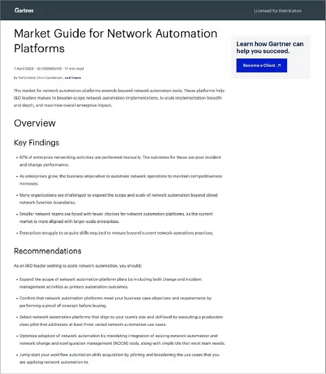 NetBrain Genoemde vertegenwoordigende leverancier in de Gartner® 2025 Market Guide voor netwerkautomatiseringsplatforms
